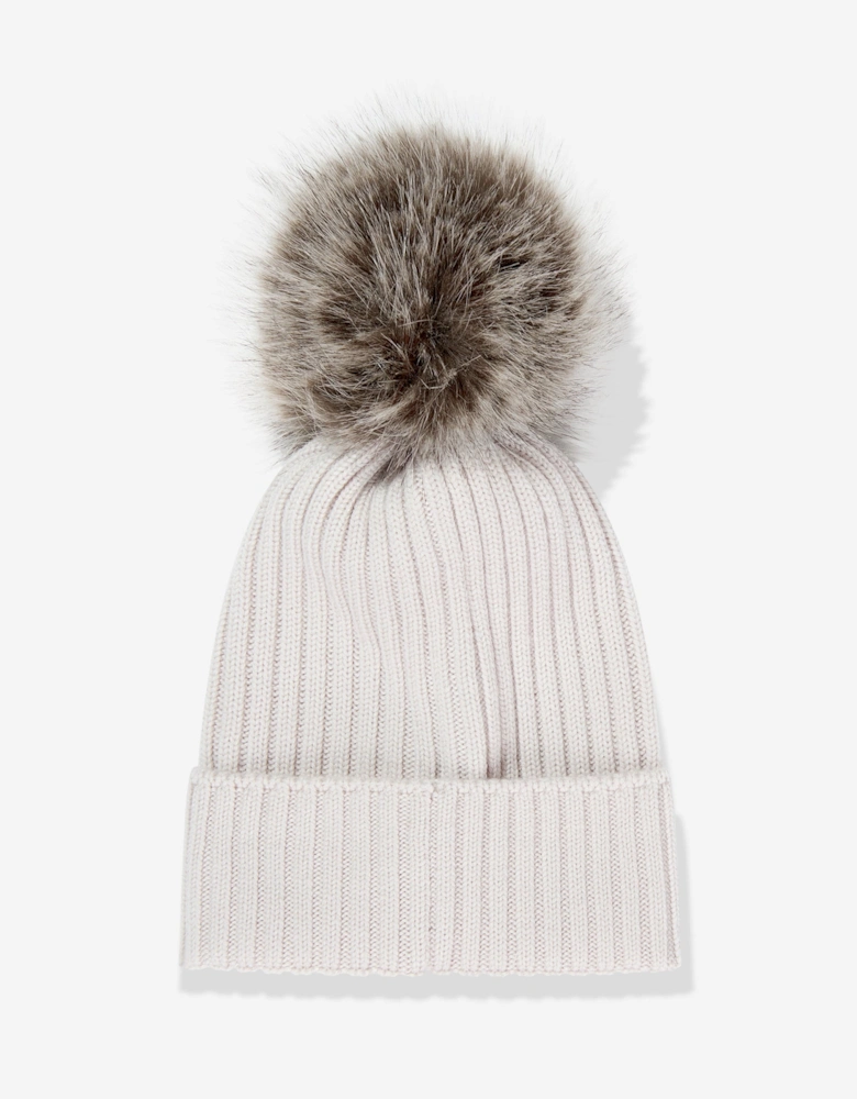 Enfant Girls Wool Pom-Pom Hat in Ivory