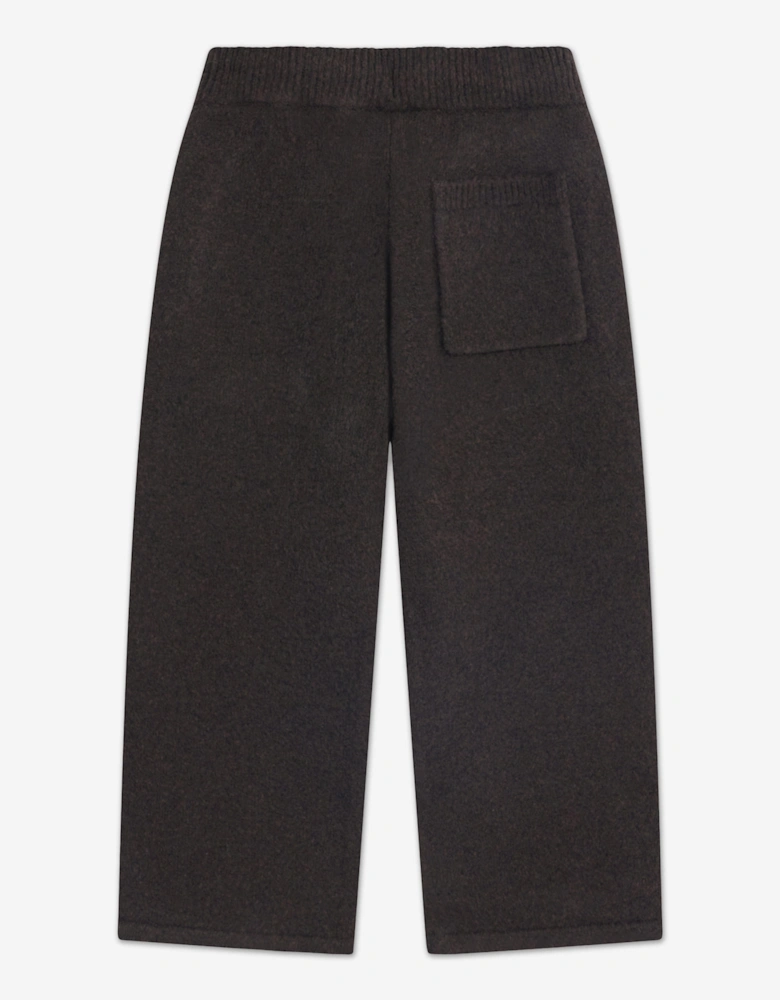 Kids Monogram Emblem Fluffy Knit Joggers in Brown