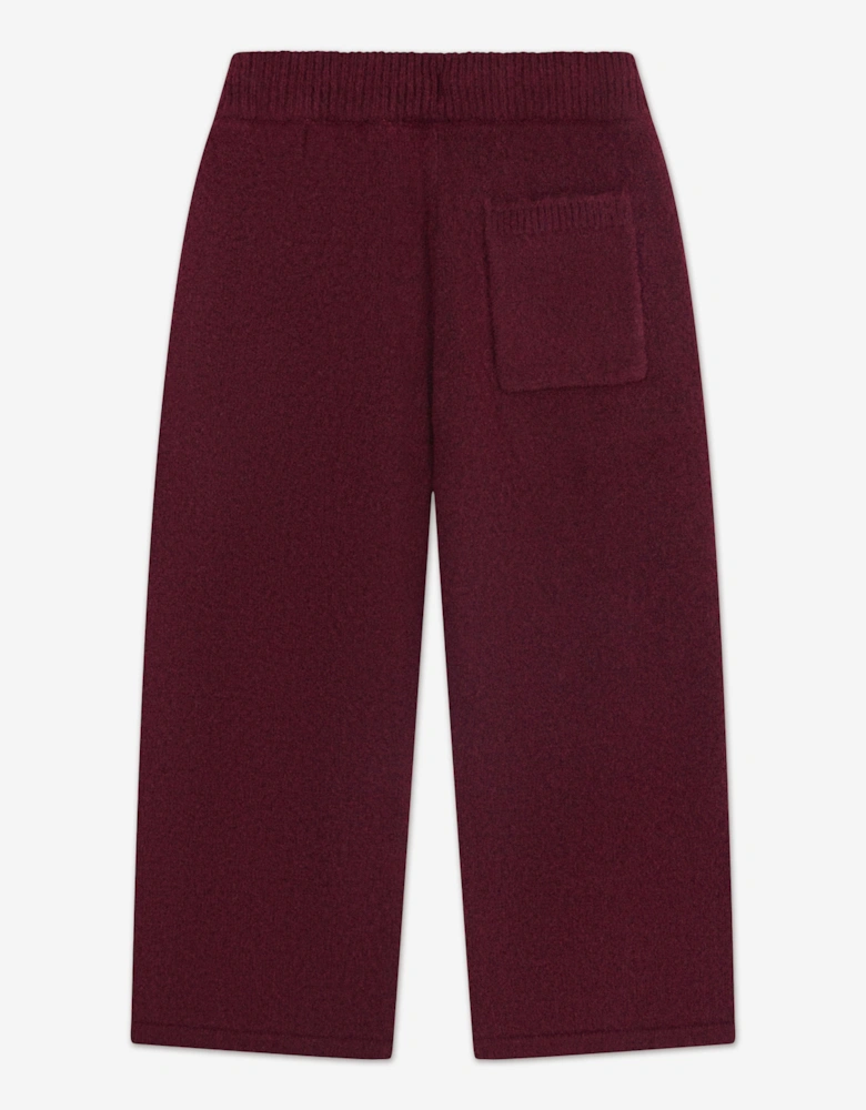 Kids Monogram Emblem Fluffy Knit Joggers in Red