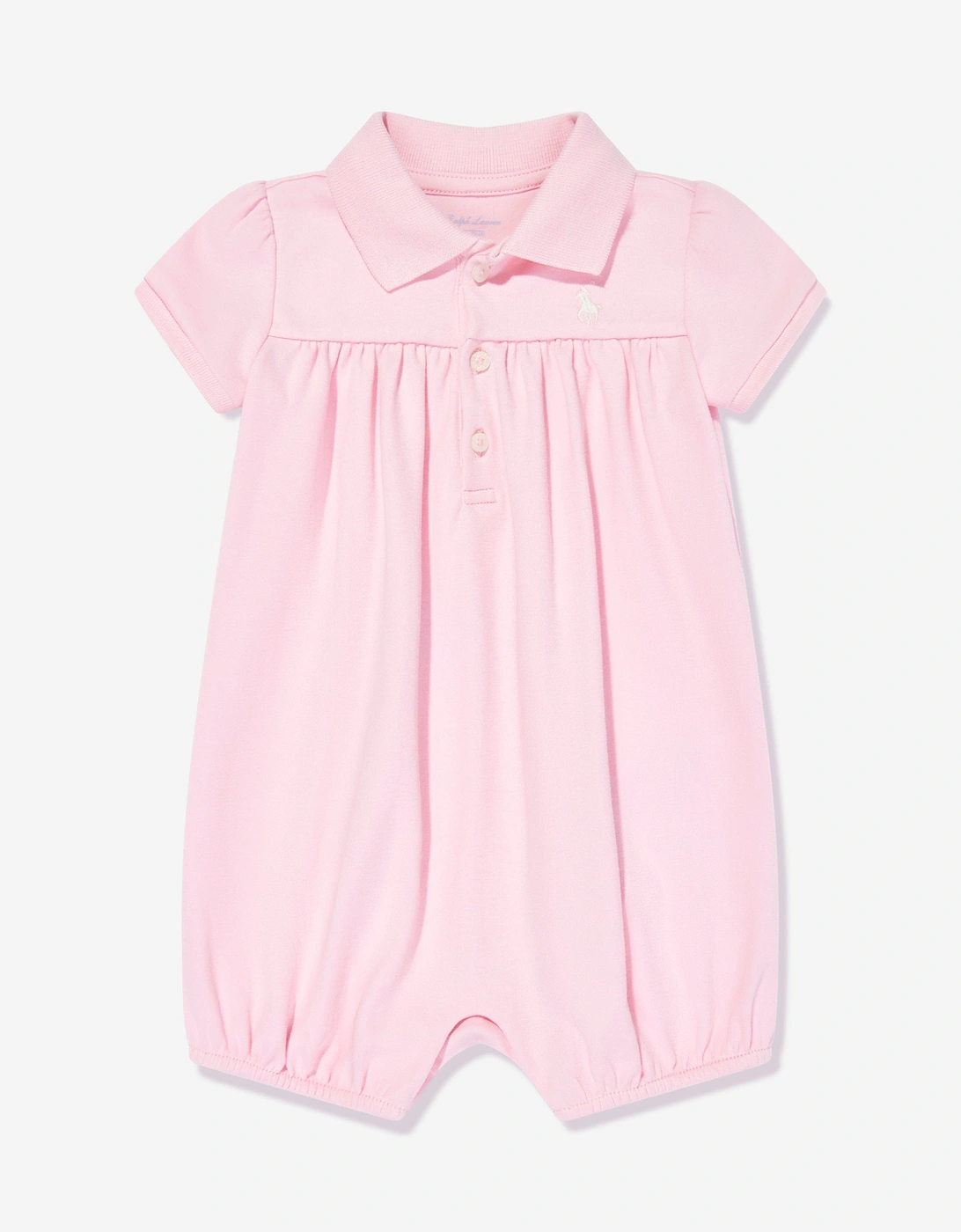 Baby Girls Polo Bubble Romper in Pink, 6 of 5