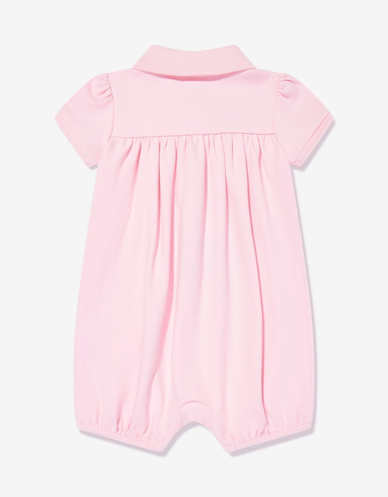 Baby Girls Polo Bubble Romper in Pink