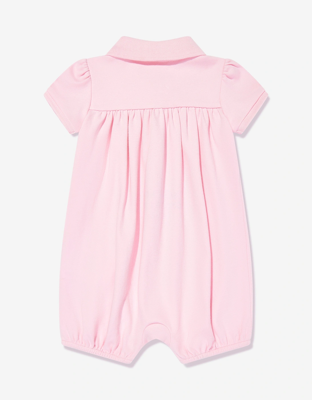Baby Girls Polo Bubble Romper in Pink