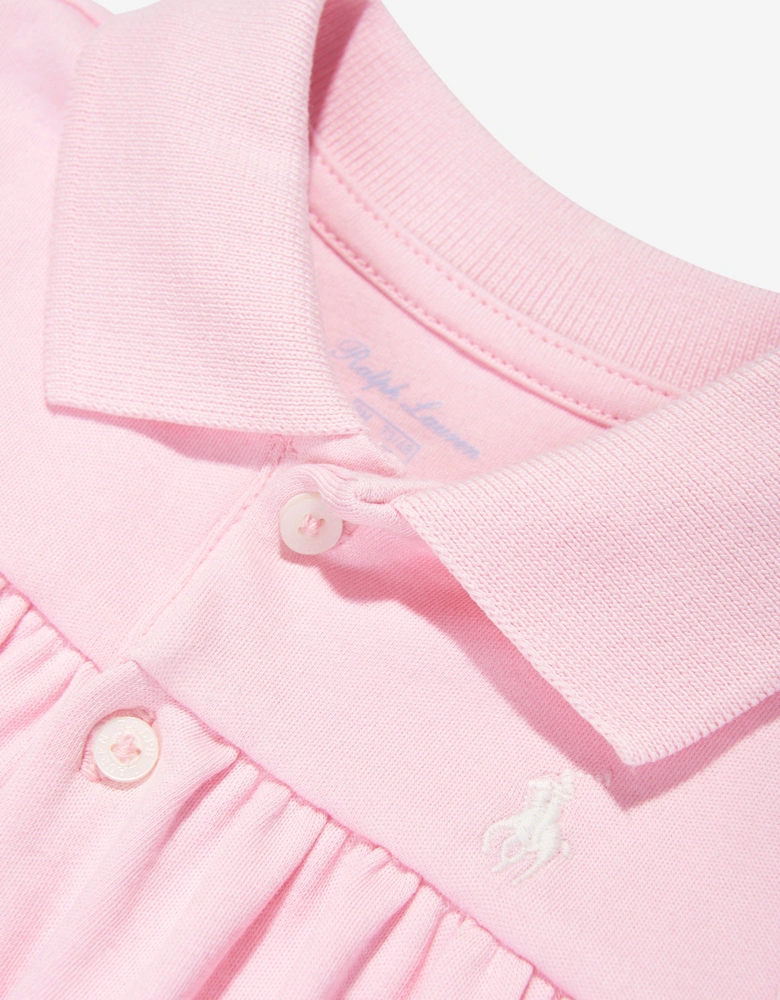 Baby Girls Polo Bubble Romper in Pink