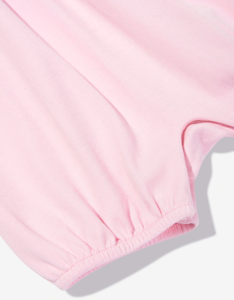 Baby Girls Polo Bubble Romper in Pink
