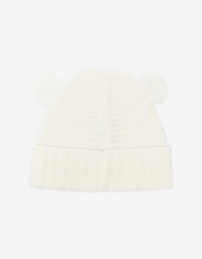 Enfant Baby Wool Beanie Hat with Ears in White