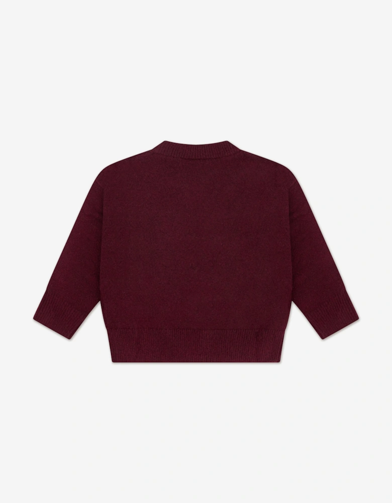 Kids Monogram Emblem Fluffy Knit Jumper in Red