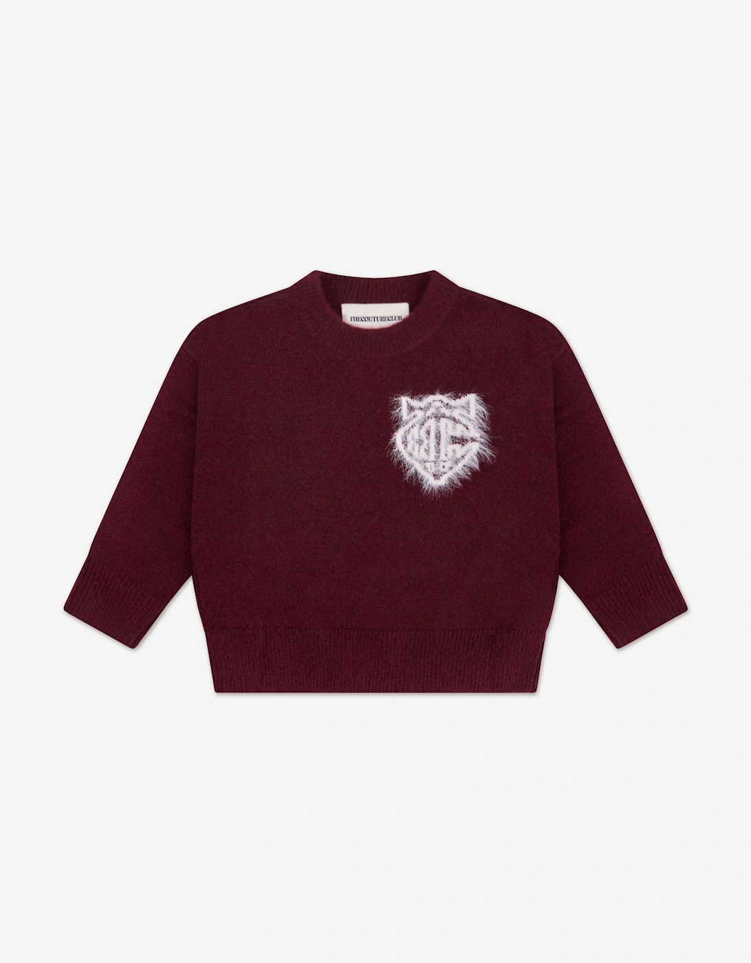 Kids Monogram Emblem Fluffy Knit Jumper in Red, 5 of 4