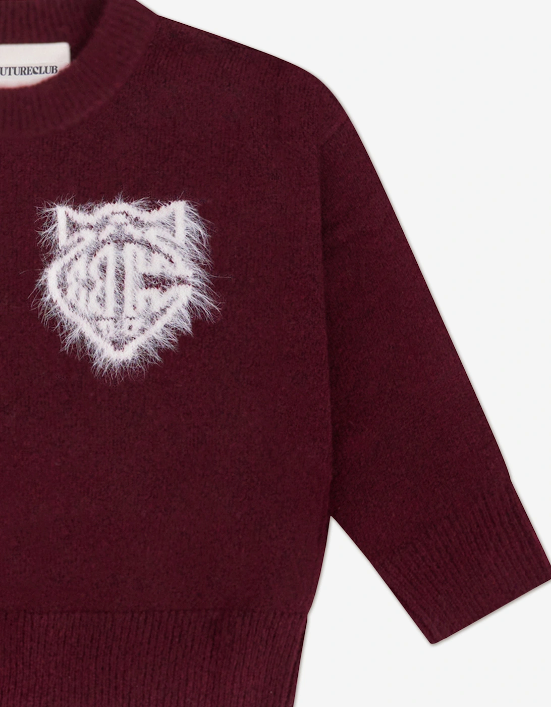 Kids Monogram Emblem Fluffy Knit Jumper in Red