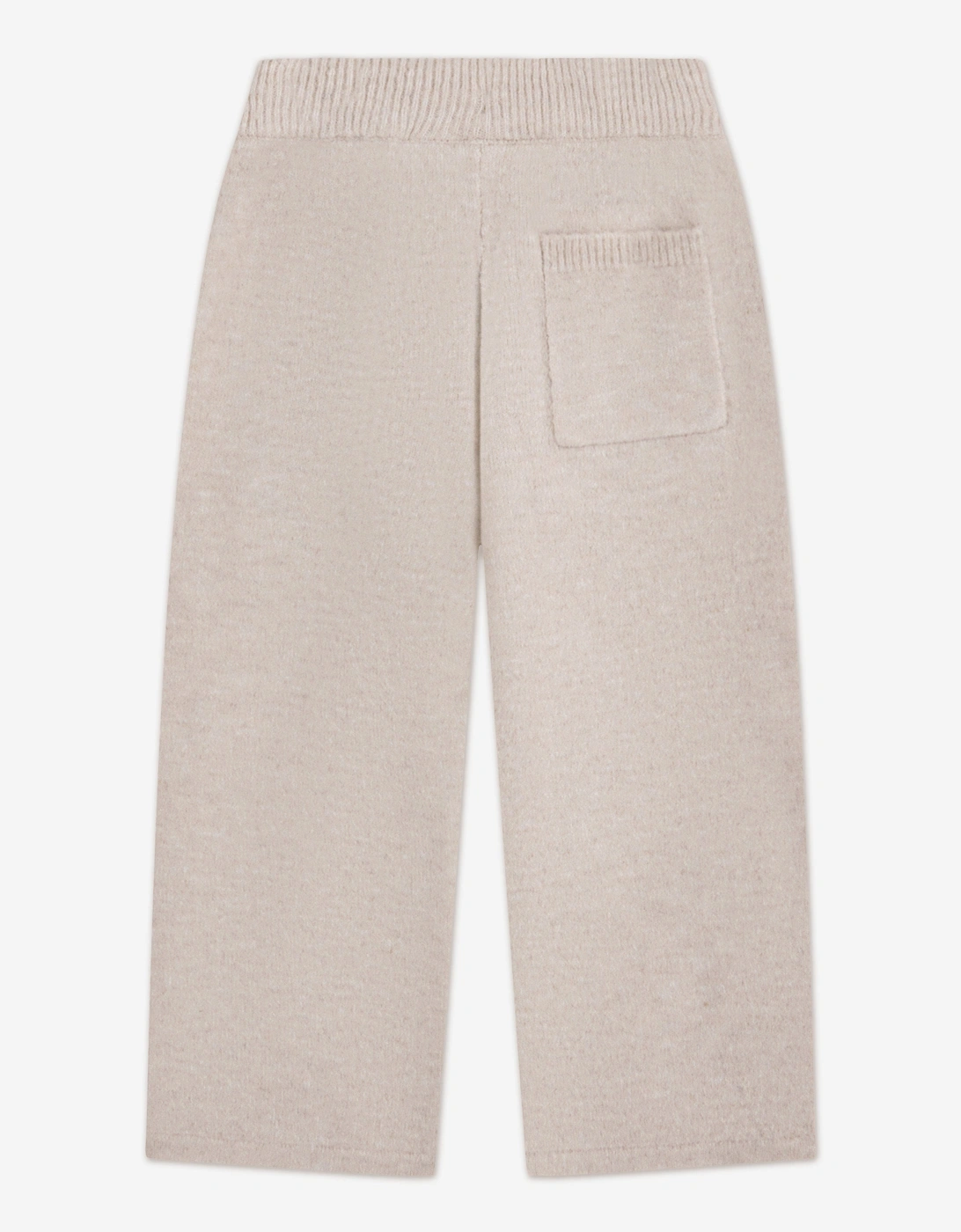 Kids Monogram Emblem Fluffy Knit Joggers in Beige