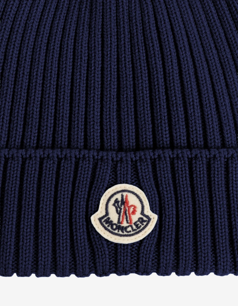 Enfant Boys Wool Knit Beanie Hat in Navy