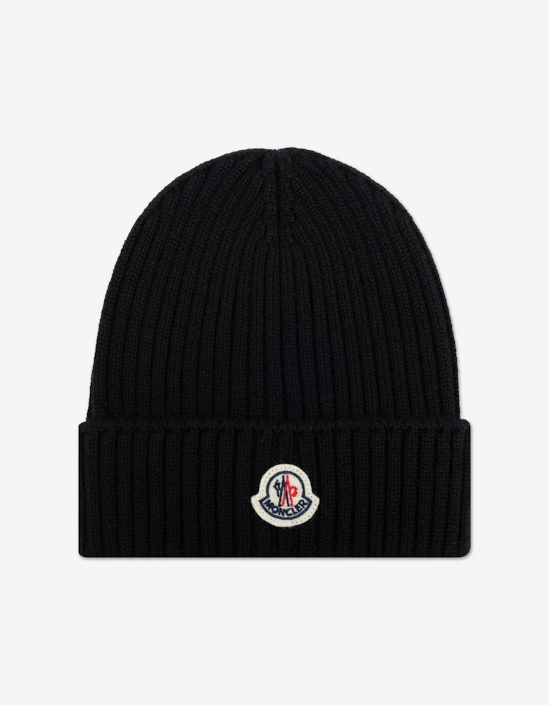 Enfant Boys Wool Knit Beanie Hat in Black