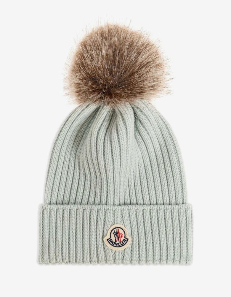 Enfant Girls Wool Pom-Pom Hat in Grey