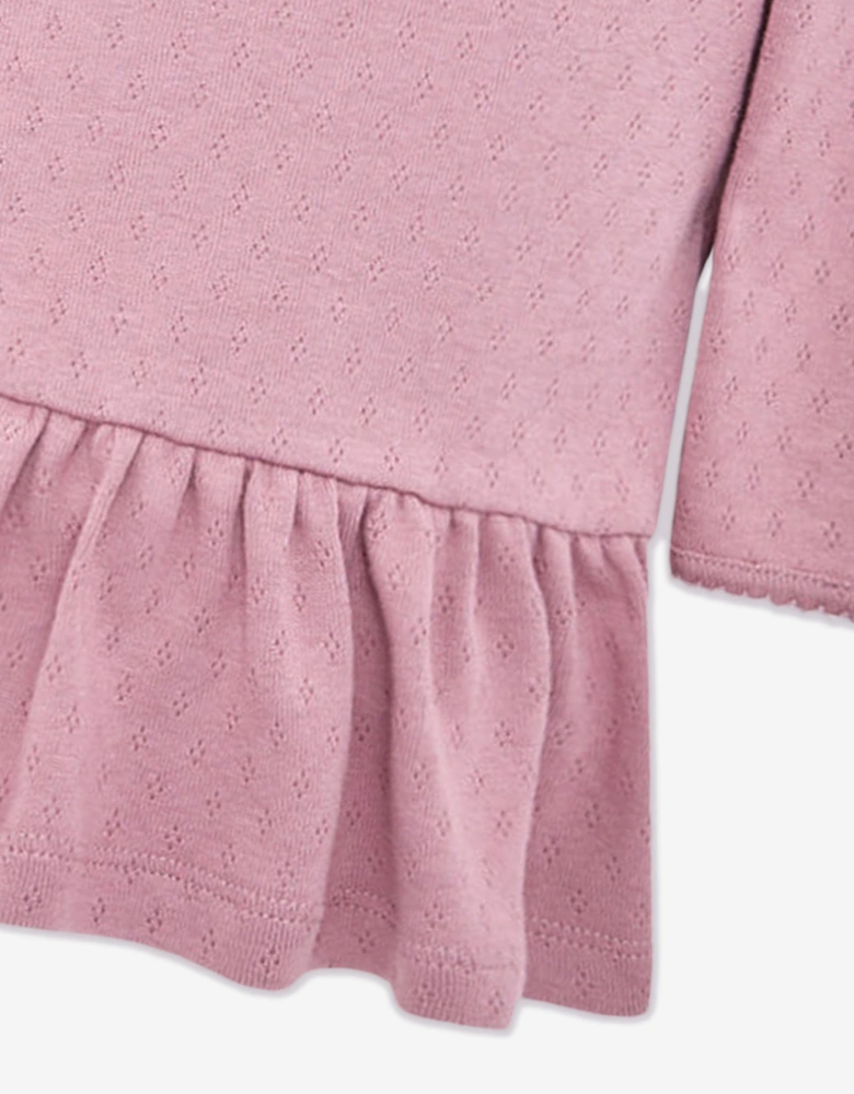 Enfant Baby Girls Cotton Logo Dress in Pink