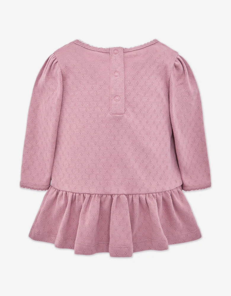 Enfant Baby Girls Cotton Logo Dress in Pink