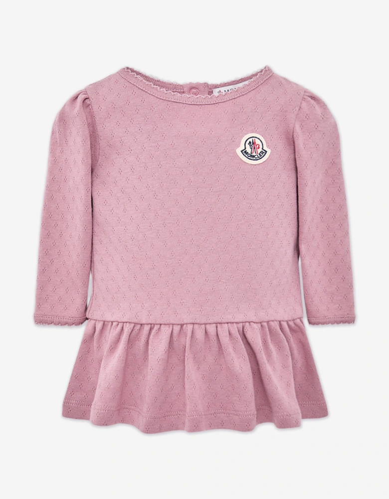 Enfant Baby Girls Cotton Logo Dress in Pink