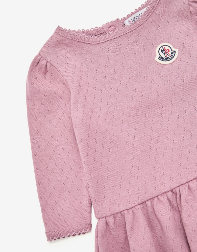 Enfant Baby Girls Cotton Logo Dress in Pink