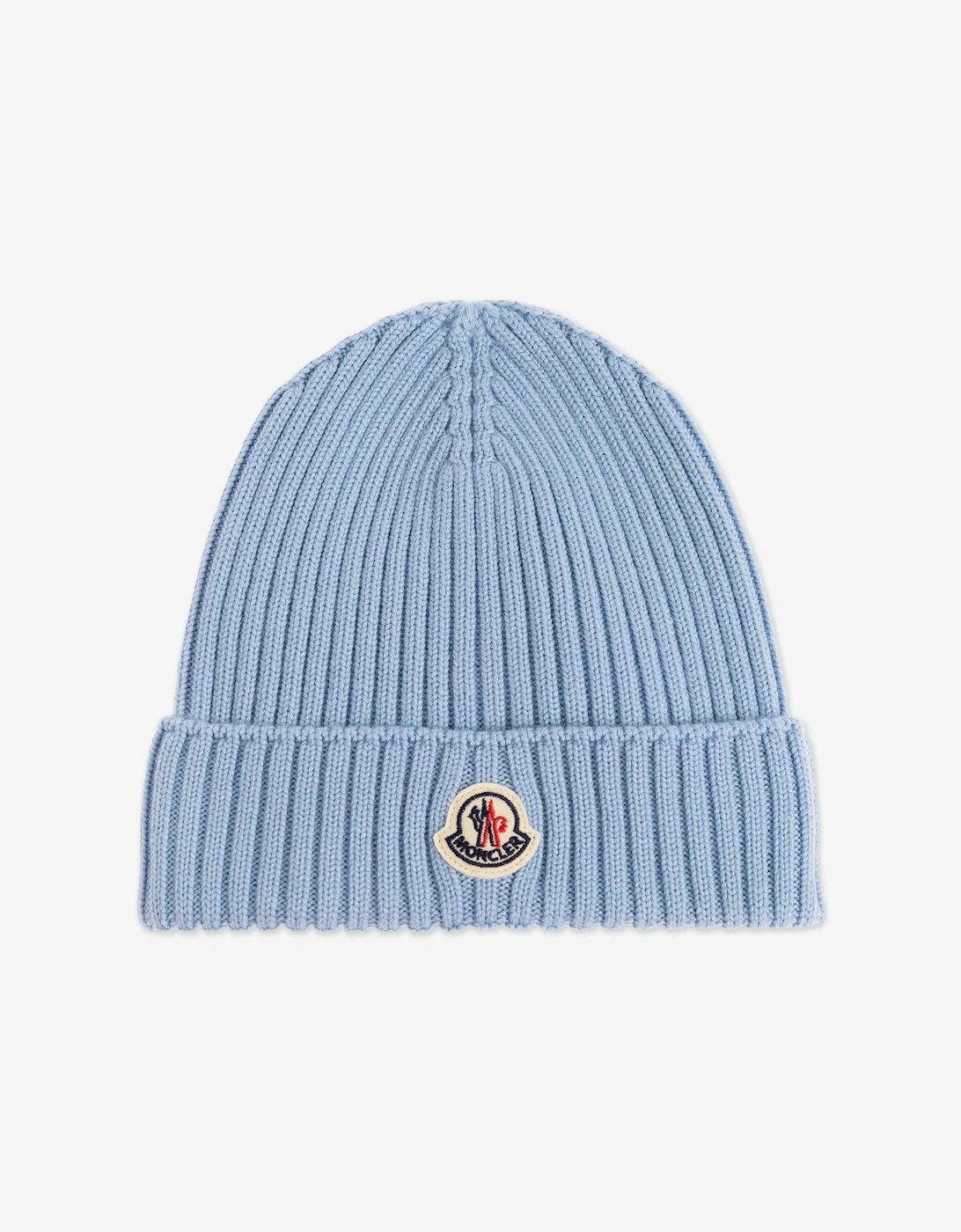 Moncler Boys Blue 'S Enfant Wool Knit Beanie Hat In - Size: 8 - 10 Yrs L 54-56 Cm Kids