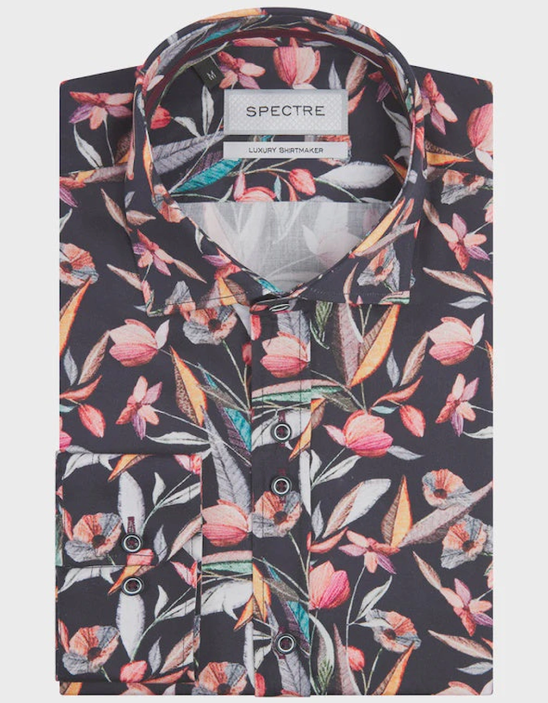 Albie Geometric Leaf Print Luxury Shirt - Navy Blue, 2 of 1