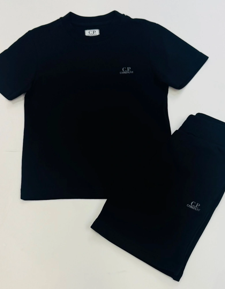 C.P COMPANY BOYS BLACK T SHIRT/SHORTS SET CMG005