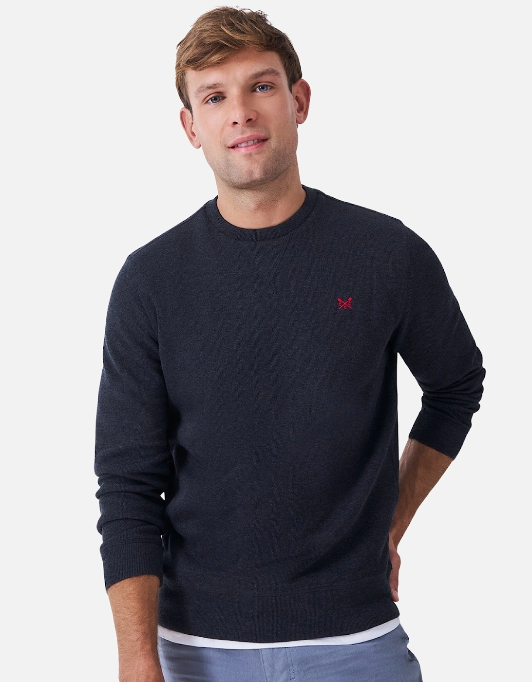 Men's Crew Clothing Mens French Rib Crew Neck Sweatshirt - Navy - Size: L