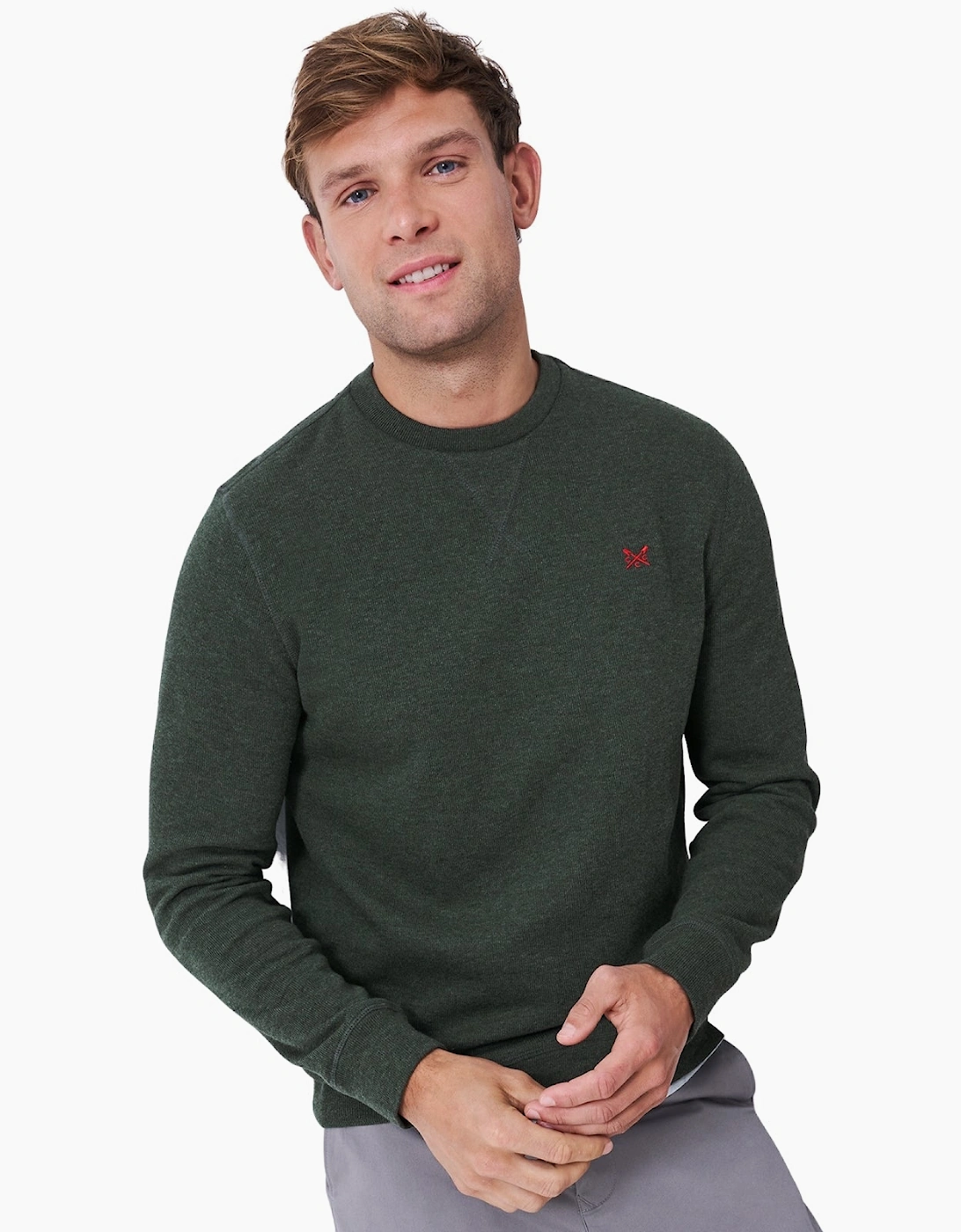 Crew Clothing Men's Crew Clothing Mens French Rib Crew Neck Sweatshirt - Deep Forest Green