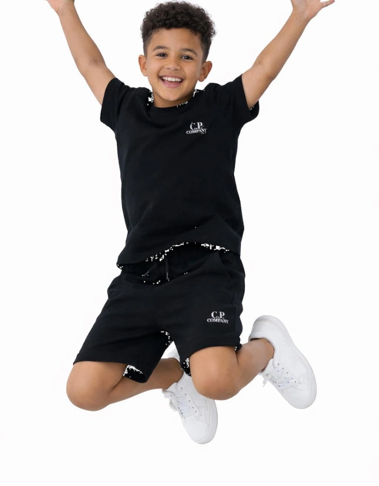 C.P COMPANY BOYS BLACK T SHIRT/SHORTS SET CMG005
