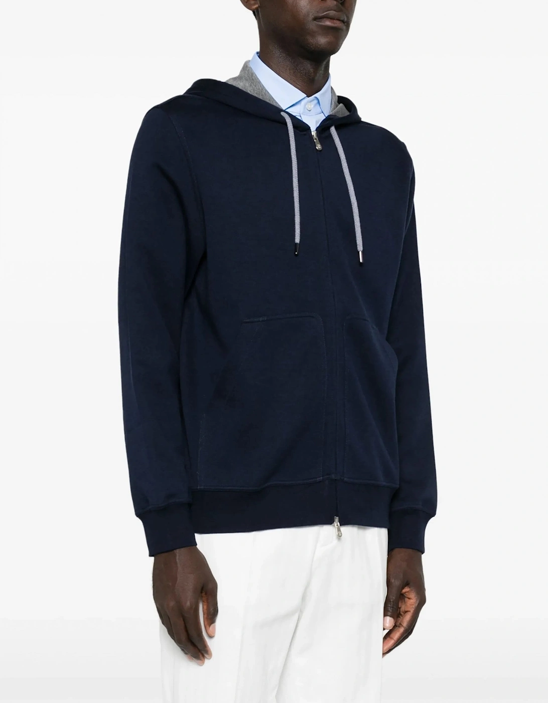 COTTON ZIP HOODED TOP