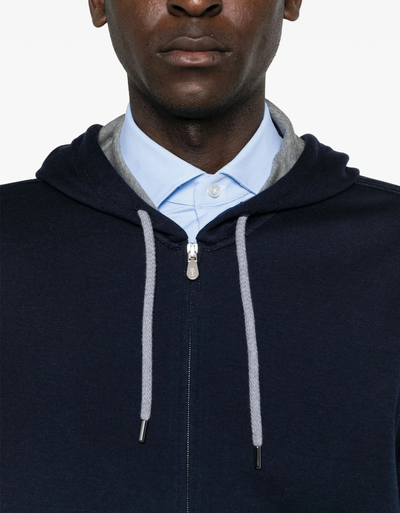 COTTON ZIP HOODED TOP