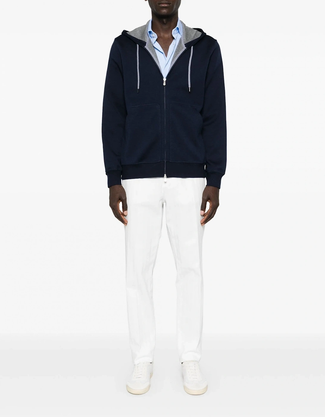 COTTON ZIP HOODED TOP