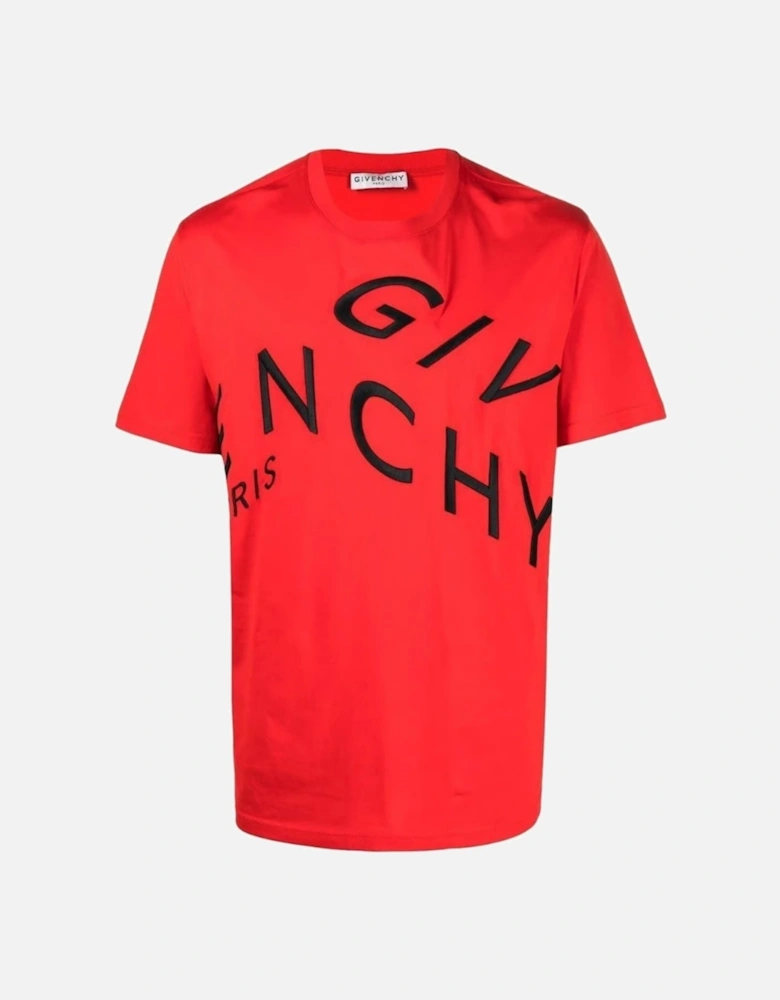 EMBROIDERED REFRACTED LOGO TEE RED