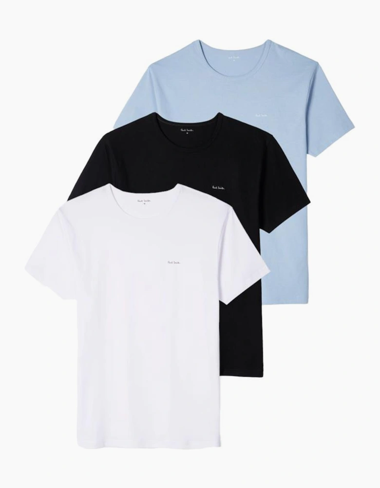 3-Pack Logo Organic Cotton T-Shirts, White/Black/Blue