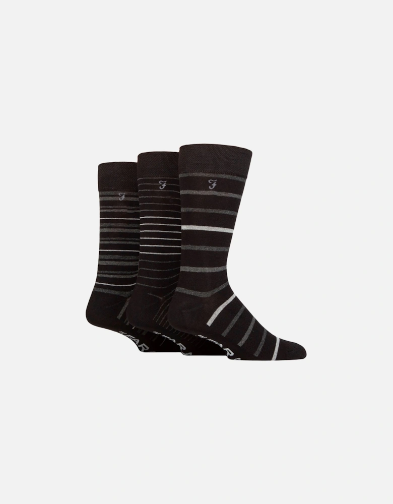 Luxury bamboo stripe socks BLACK Size 6-11uk