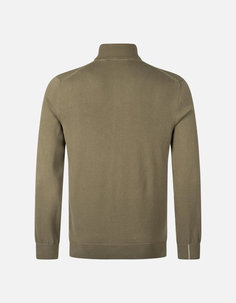 Quarter Zip Knit Sweater Khaki Green