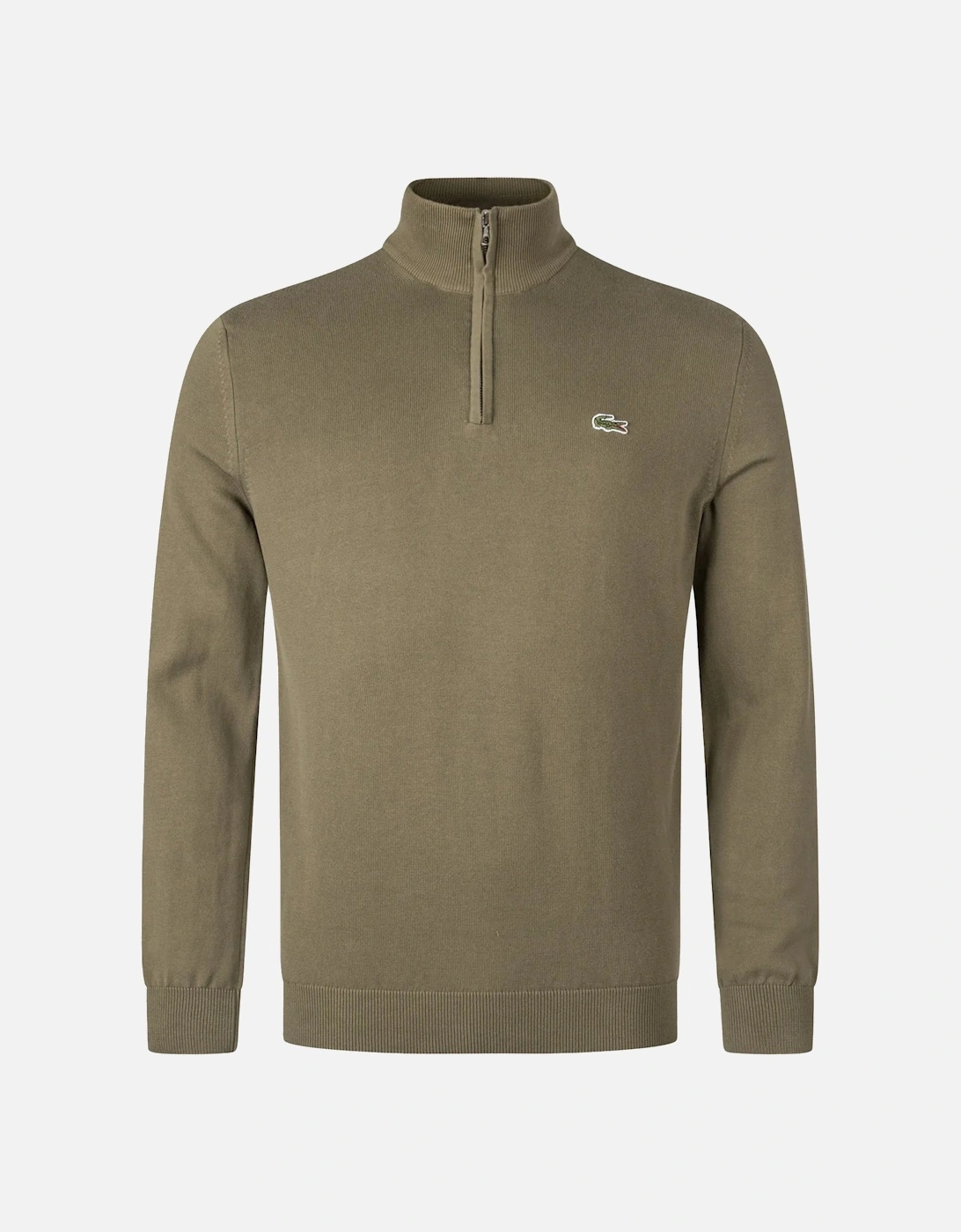 Quarter Zip Knit Sweater Khaki Green, 4 of 3