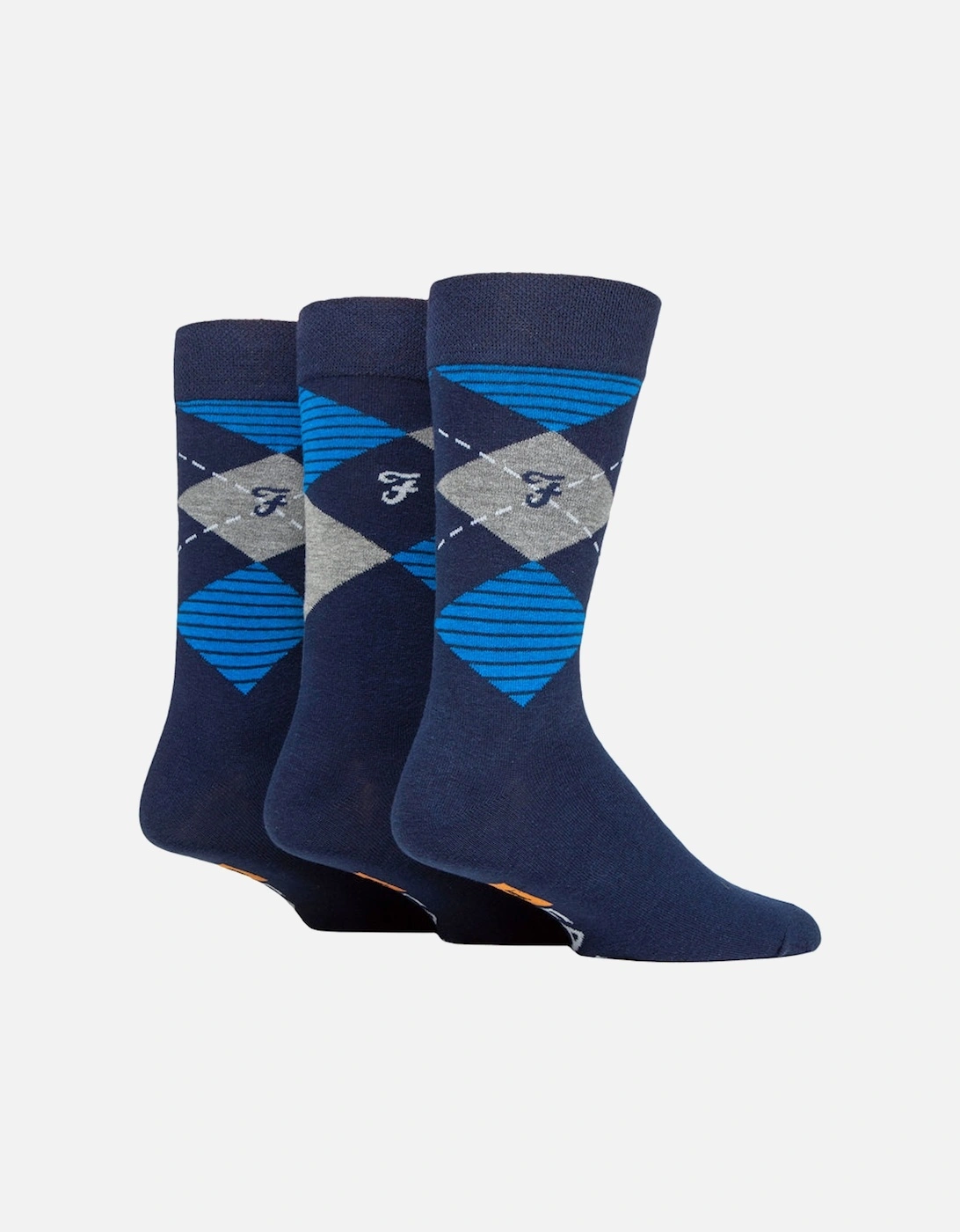 mens 3 pack cotton argyle socks NAVY Size 6-11uk, 2 of 1