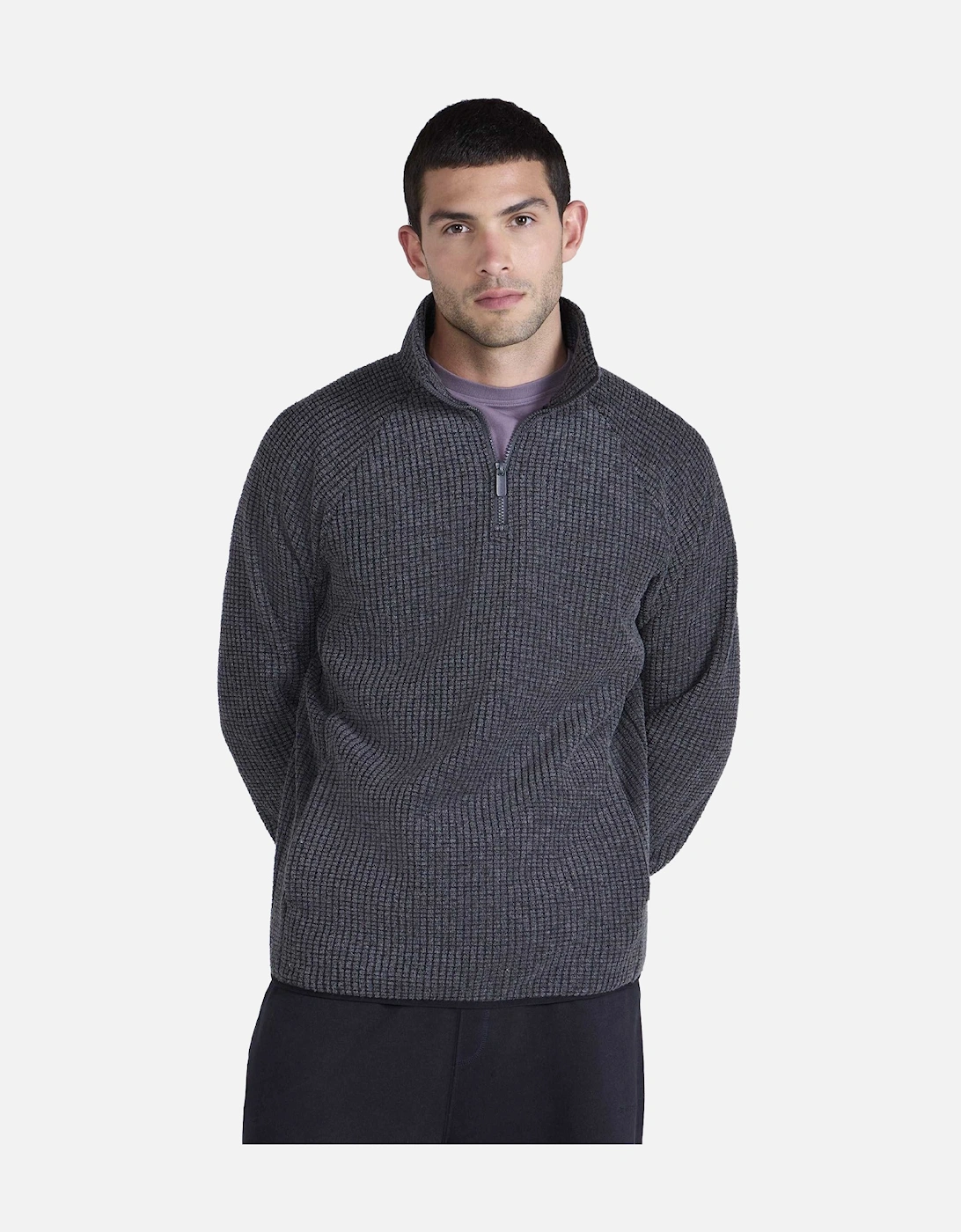Mens Textured Half Zip Raglan Jumper, 4 of 3