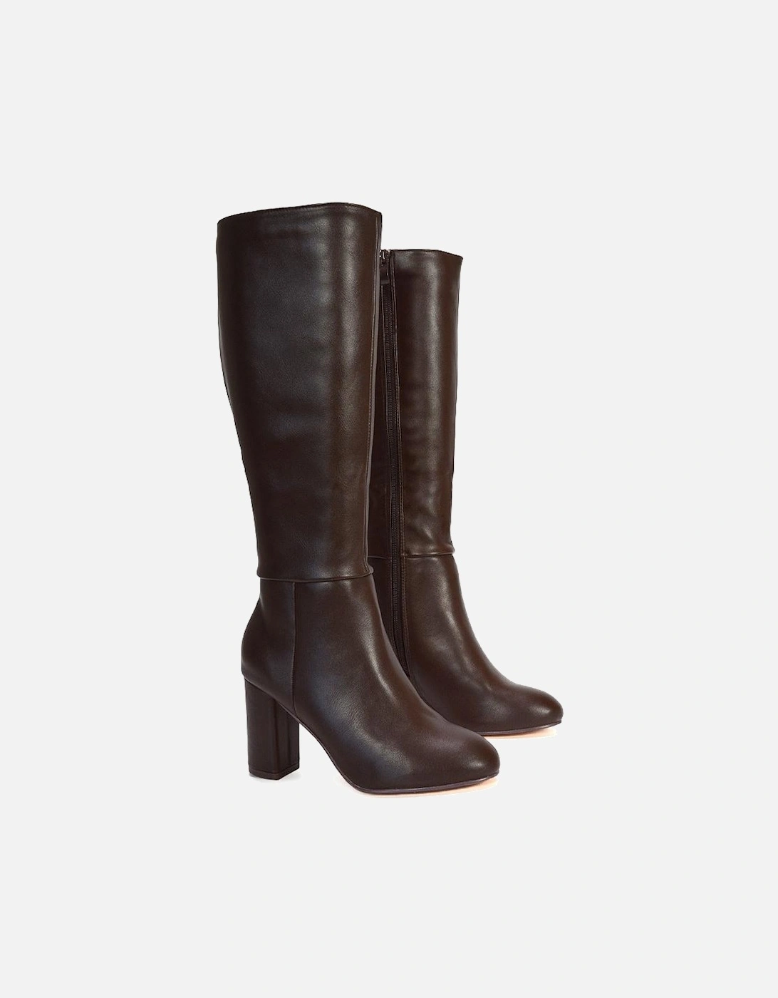 Womens/Ladies Jen Zipped Heeled Knee-High Boots