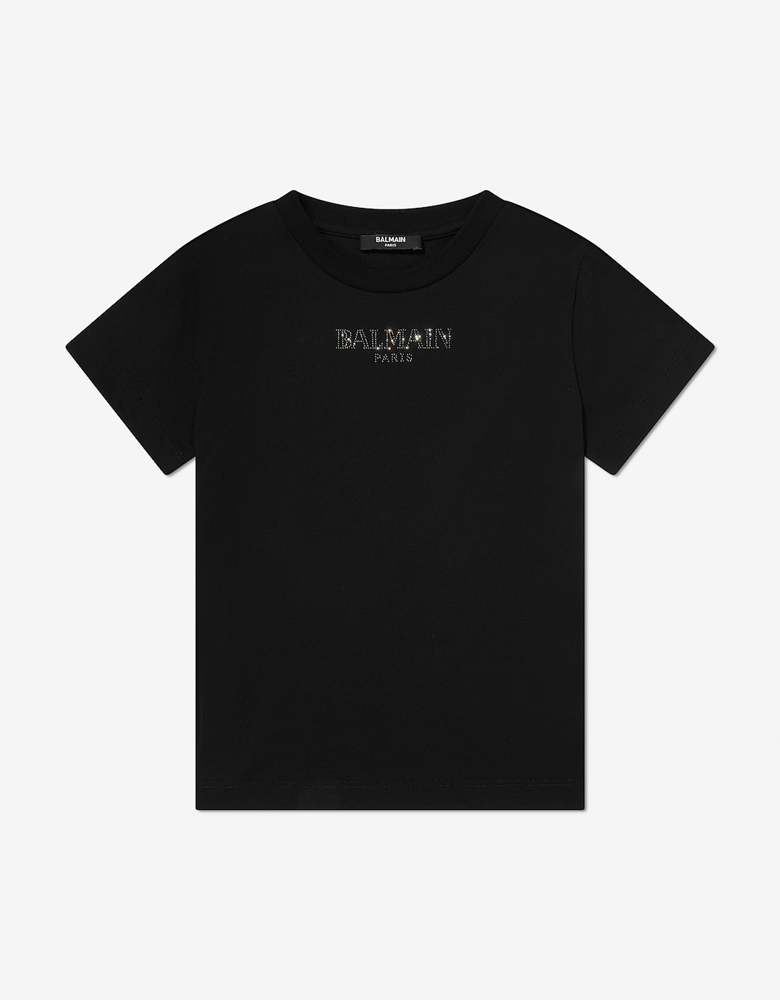 Girls Diamante Logo T-Shirt in Black, 5 of 4