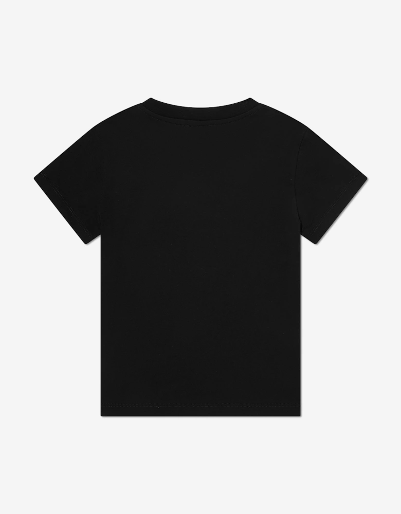 Girls Diamante Logo T-Shirt in Black