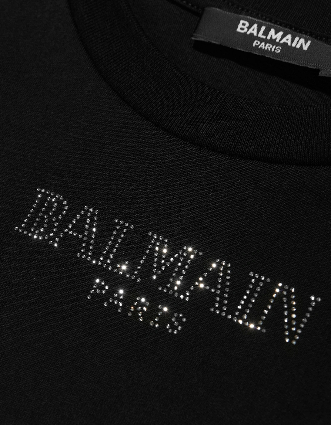 Girls Diamante Logo T-Shirt in Black