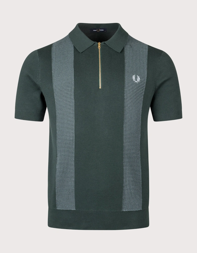 Panel Detail Knitted Polo Shirt