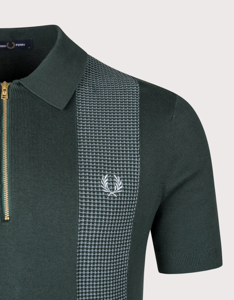 Panel Detail Knitted Polo Shirt