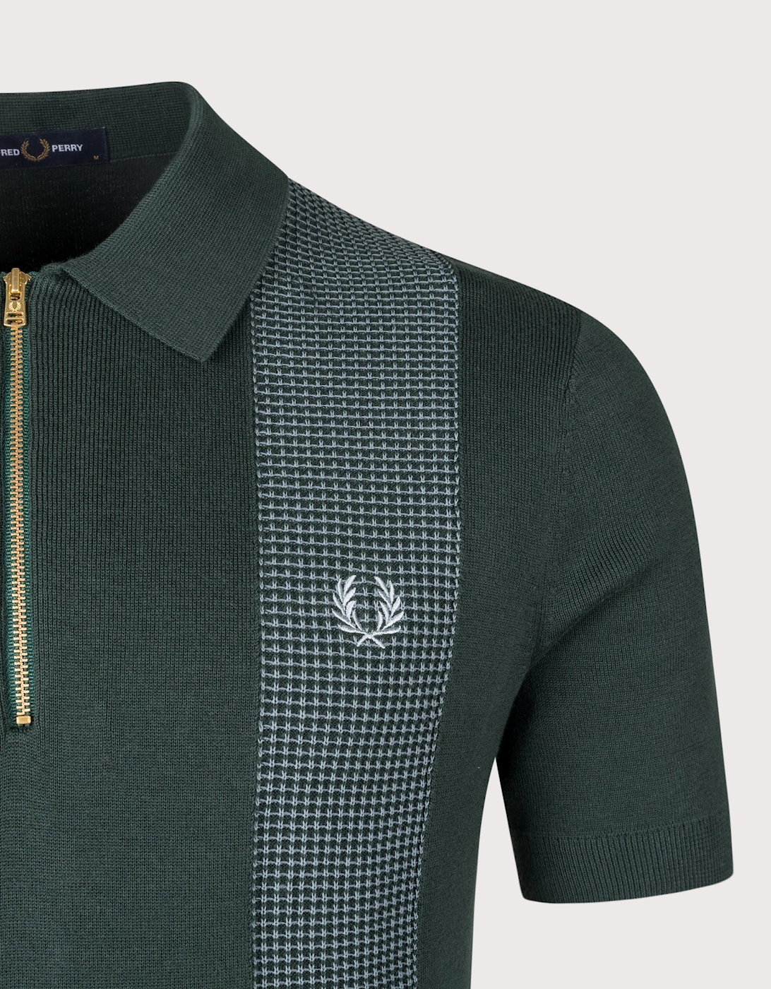 Panel Detail Knitted Polo Shirt