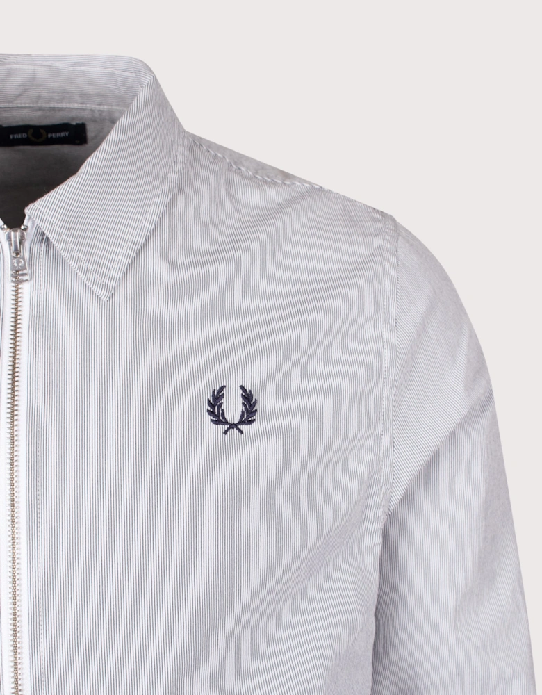 Striped Seersucker Zip Through Overshirt