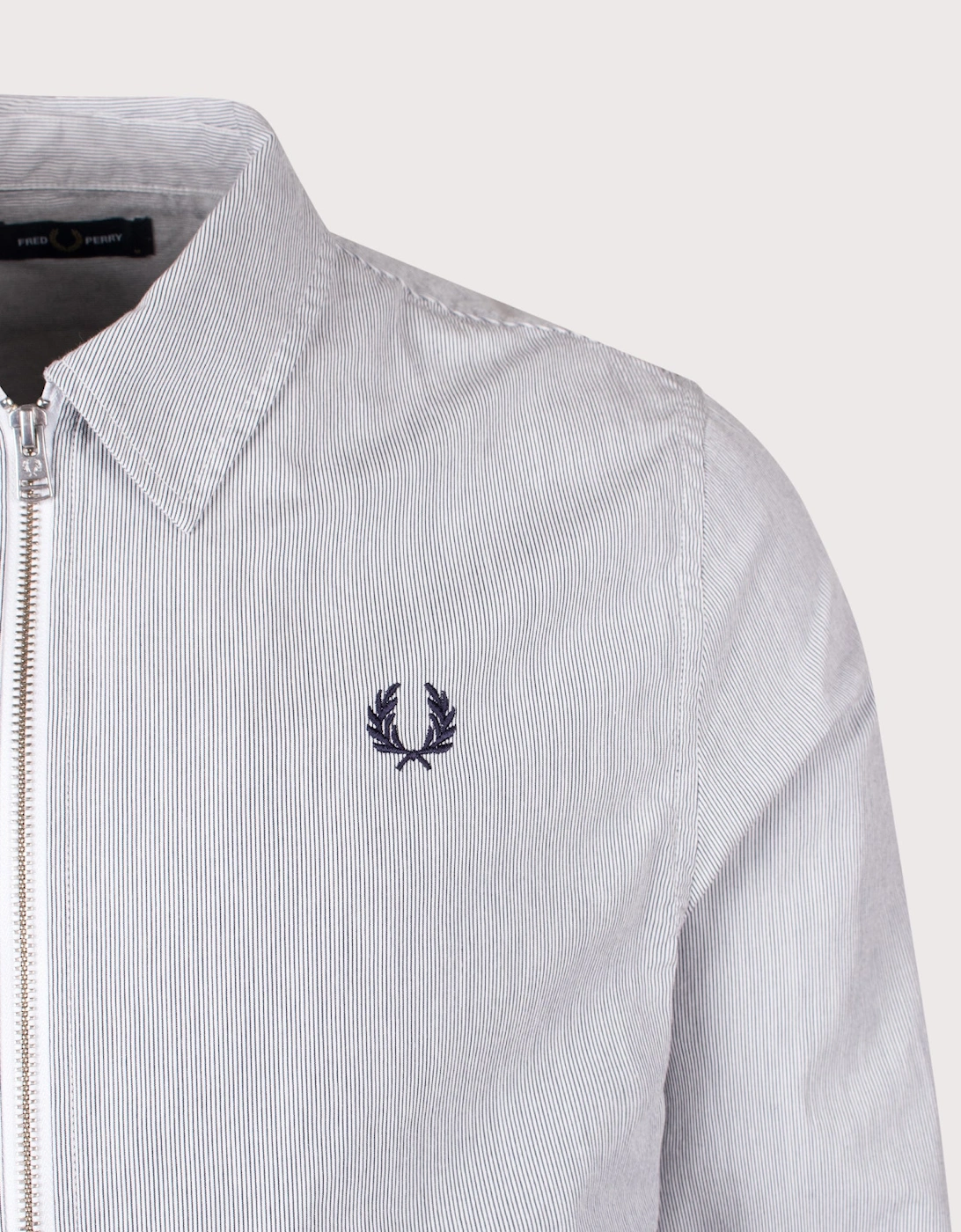 Striped Seersucker Zip Through Overshirt