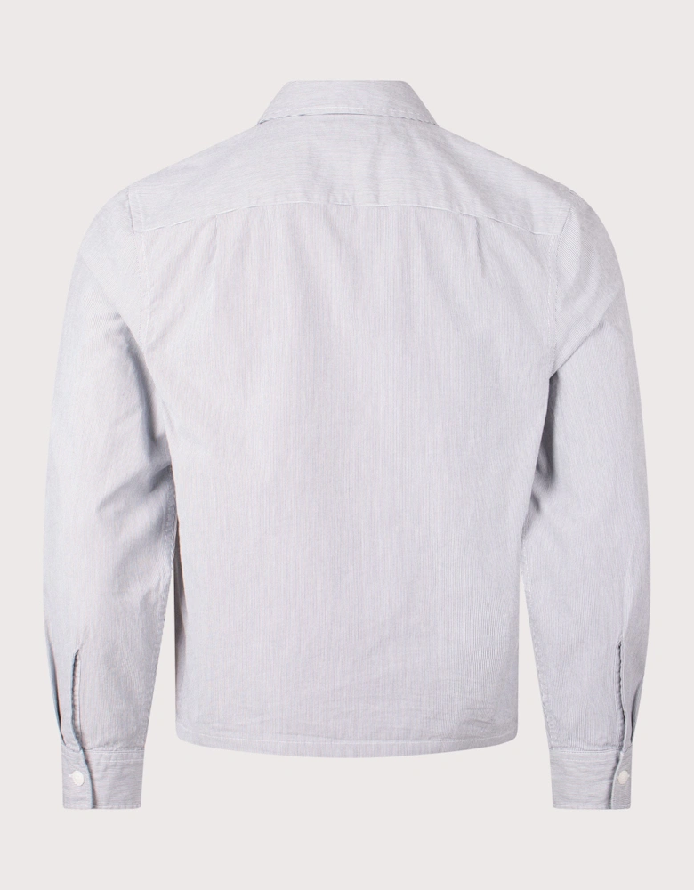 Striped Seersucker Zip Through Overshirt