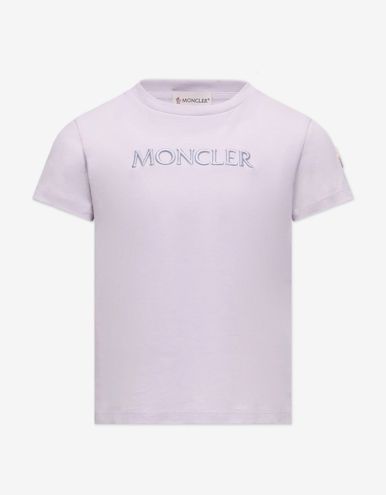 Enfant Girls Cotton Logo T-Shirt in Purple