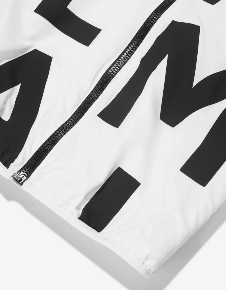 Boys Logo Print Hooded Jacket in White