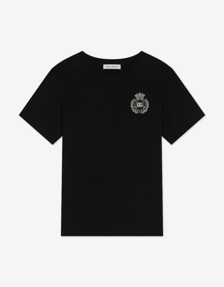Boys Logo Patch T-Shirt in Black