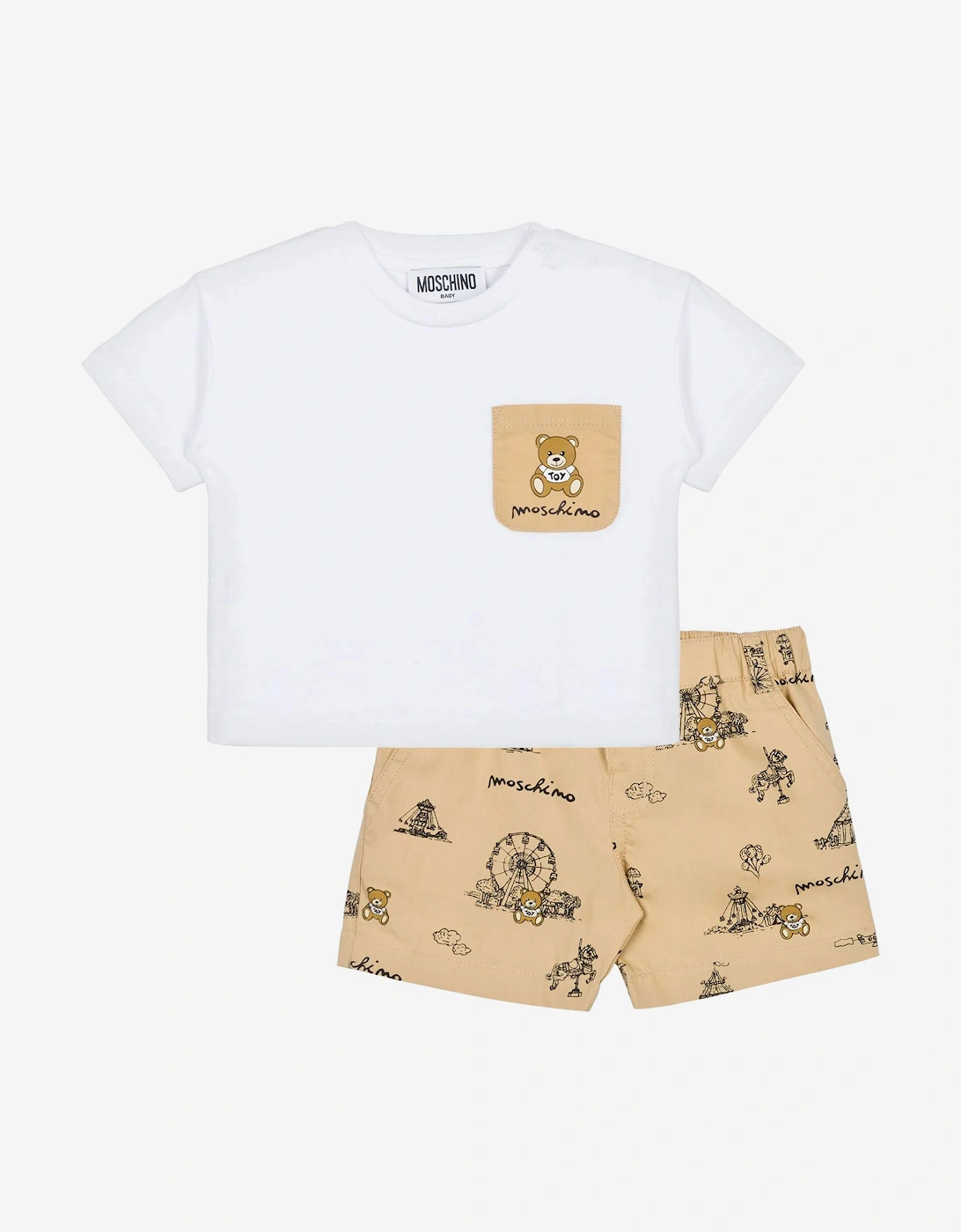 Baby Boys Teddy Bear Short Set in Beige, 5 of 4